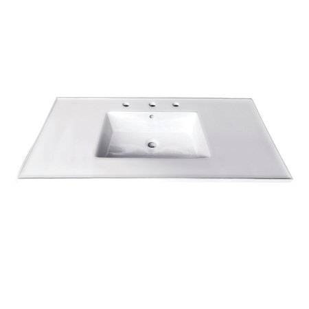 FAUCETURE LBT37227W38 37-Inch Ceramic Vanity Top, 8-Inch, 3-Hole, White LBT37227W38
